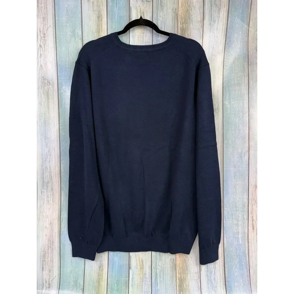 Van Heusen Men's Navy Blue V Neck Sweater NEW Size XL Cotton Blend